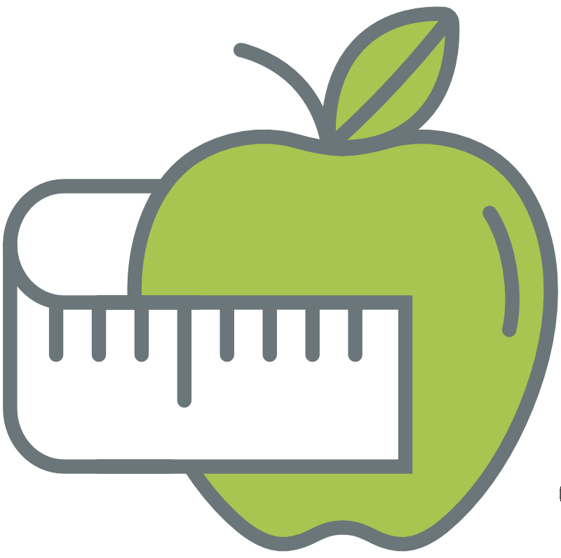 Manzana rodeada por una cinta métrica